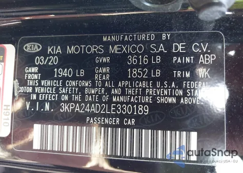 2020 Kia Rio S из США, поврежденный, VIN 3KPA24AD2LE330189